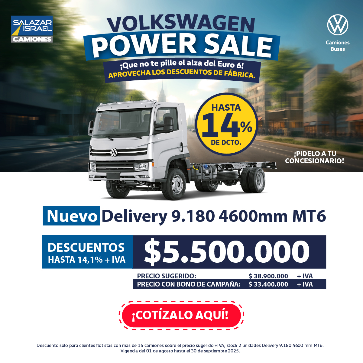Volkswagen Delivery 9.180 Mt6 2025  Usado en Salazar Israel - Camiones