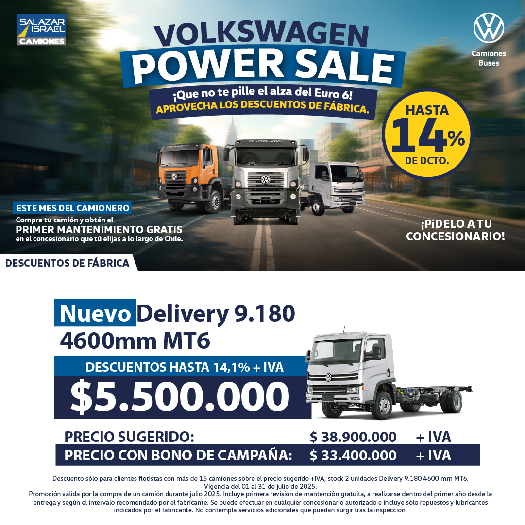 Volkswagen Delivery 9.180 Mt6 2025  Usado en Salazar Israel - Camiones